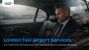 Professional chauffeur welcoming a business traveller beside an executive vehicle offering London Taxi Airport Services in London